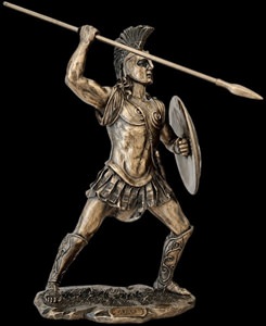 Bronzefarvet statue af Ajax den Store fra Veronese, mytologisk figur i kampstilling